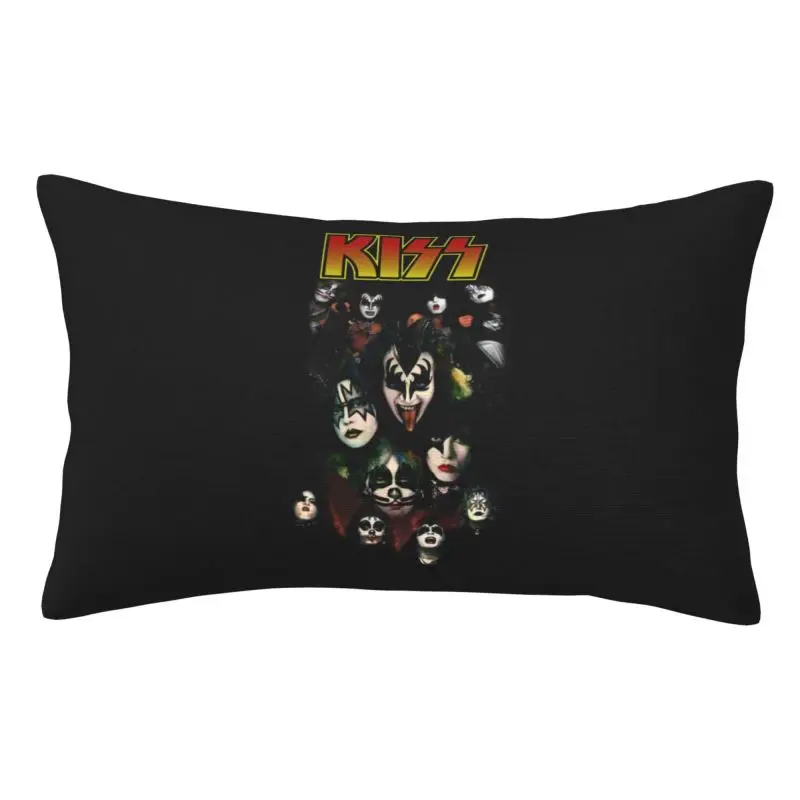 

Custom Nordic Style Kiss Rock Roll Cushion Covers Velvet Heavy Metal Music Pillow Case for Bed Sofa Rectangle Pillowcase