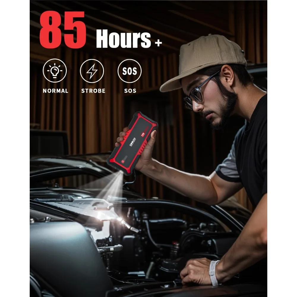 3000A Peak Jump Starter for 12V Vehicles - Up to 9L Gas/7L Diesel, Safe & Portable with USB Quick Charge view 4