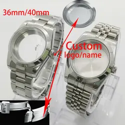 36mm/39mm sapphireCustom Logo silver case fit NH35 NH36 ETA2824 2836 Seagull ST2130 DG2813 3804 Miyota 8205 8215 821A movement