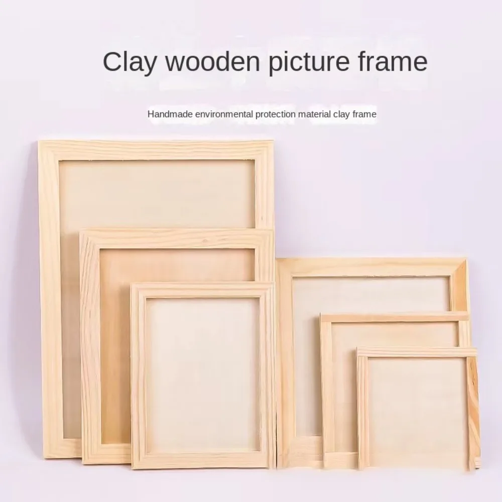Wooden Blank Clay Frame Creartive DIY Picture Frame Party Decor Multi Size Wooden Photo Holder Children Painting Drawing