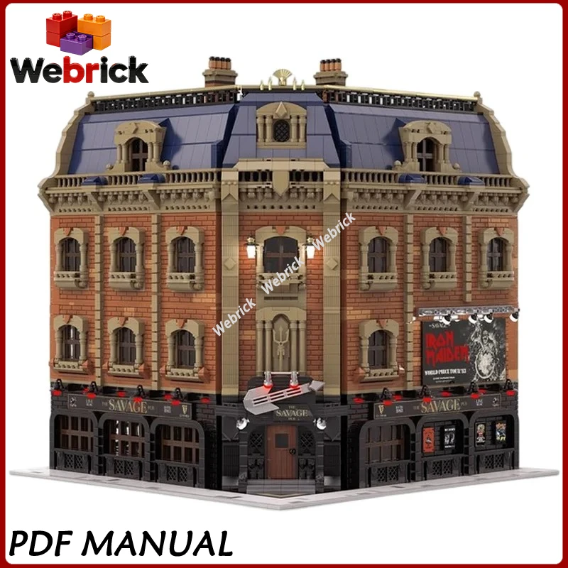 Antique Rustic Tavern Building Blocks Vintage European Street View Landscape DIY Assembly Hobby Gift For Scene Fans