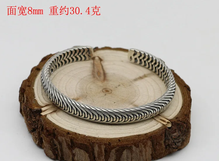 Handmade Original Sterling Silver Bracelet Woven 925 Silver Bracelet Couple Fried Dough Twists Twisted Wire Opening Snow Silver