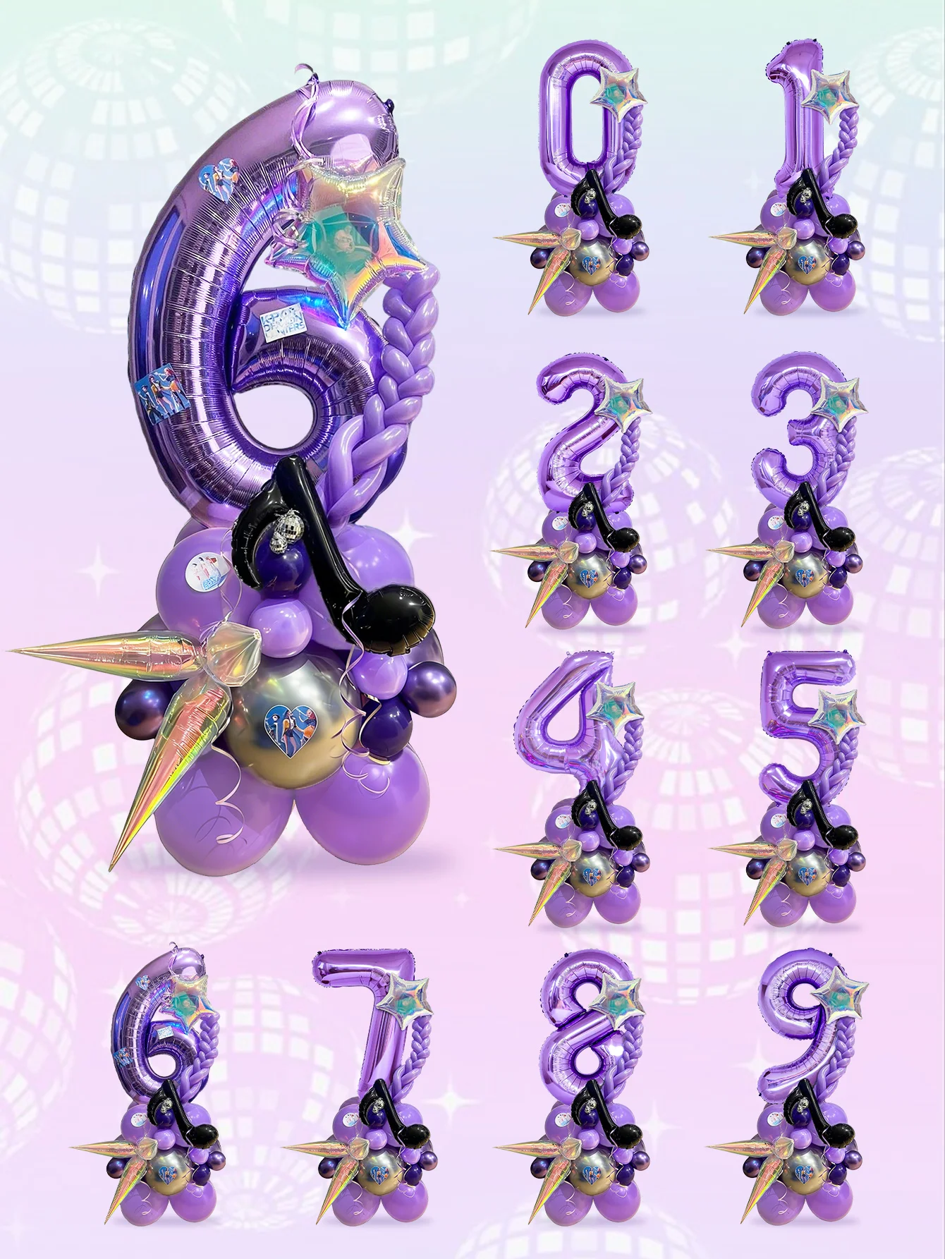 33pc Kpop music-themed birthday balloon pillar set, suitable for K-pop music-themed birthday party decorations and disco-themed