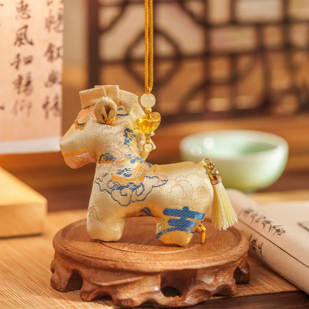 Brocade Zodiac Horse Sachet Embroidery Refillable Mascot Pony Pendant Zipper Design Chinese Style Pony Car Pendant