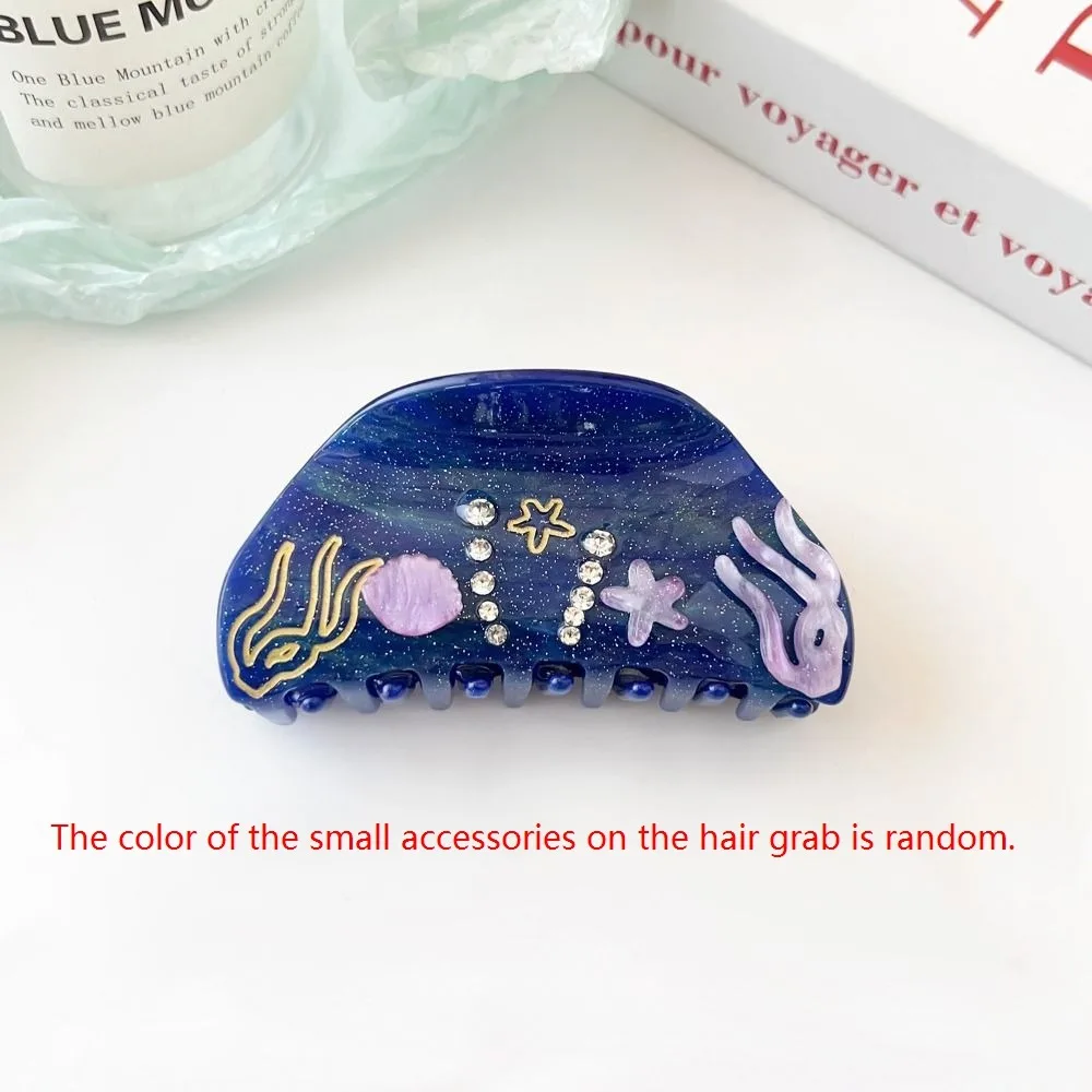 

Personalized Starfish Ocean Shell Hair Grab Hair Clip Pearl Rhinestone Hair Claw Shark Clip Headwear Acrylic Shark Clip Travel