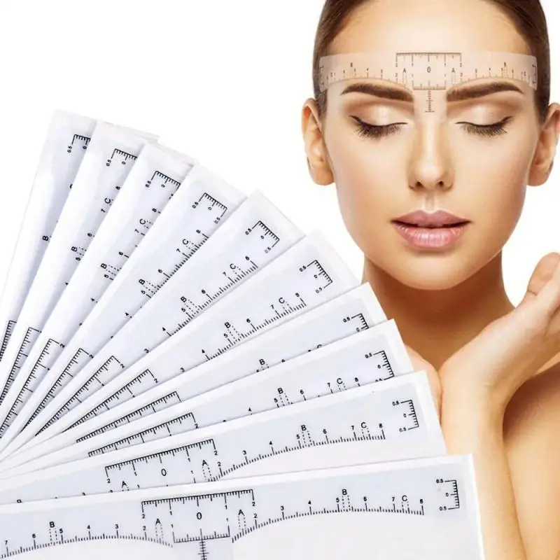 

100Bags 10Pcs/bag Eyebrow Ruler Sticker Tattoo Shape Adhesive Microblading Guide Makeup Measurement Stencil Template Makeup