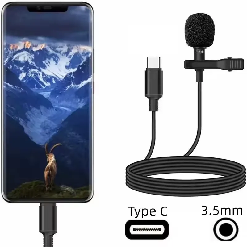 1-5pcs Mini Portable Lavalier Microphone Hands-free Condenser Clip-on Lapel Mic Wired USB 3.5mm Microfon for Phone for Laptop PC