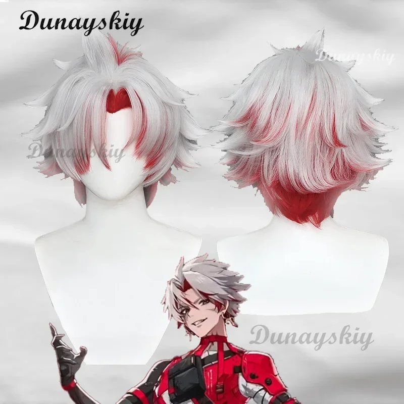 Wuthering Waves Scar Cosplay Costume Wig Men Red Uniform Earrings Electro Congenital Resonator Cortex Halloween Party