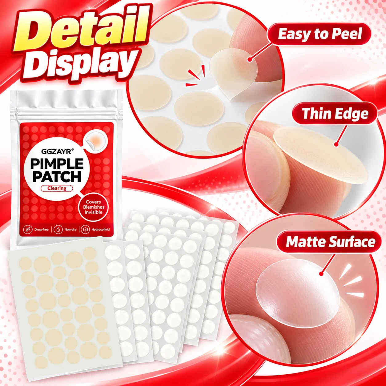 532PCS Hydrocolloid Pimple Patch Sheets Invisible Round Stickers Clear Face Care Adhesive Patch Bulk Beauty Set