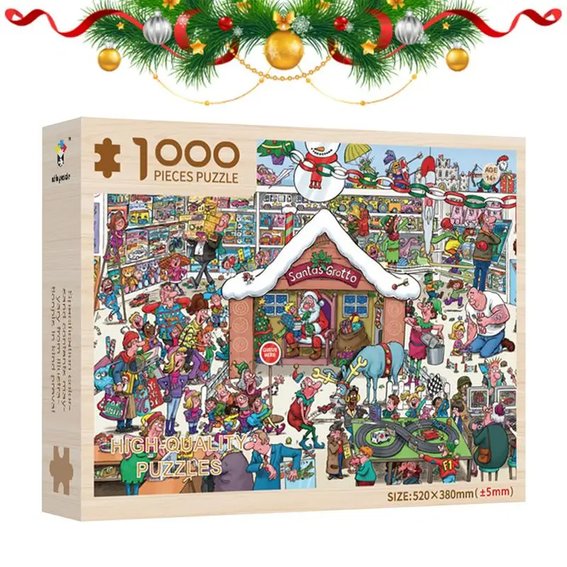 Wooden Christmas Countdown Holiday Puzzles 1000pcs Jigsaw Puzzles Countdown Calendars Kids Family Christmas Toy Surprise Gift