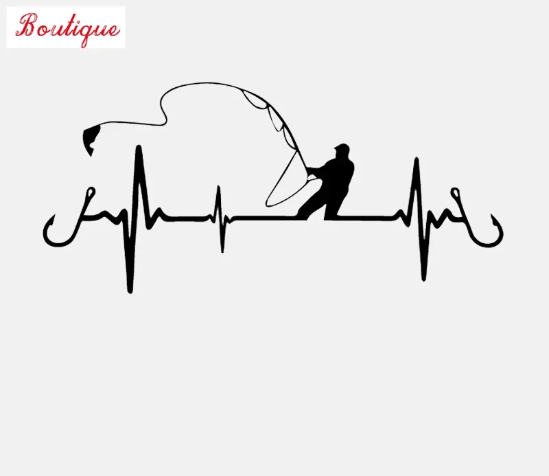 

25cmx11.5cm fashion personality heart fishing waterproof cover scratch Vinyl Decal Black / silver Car Sticker