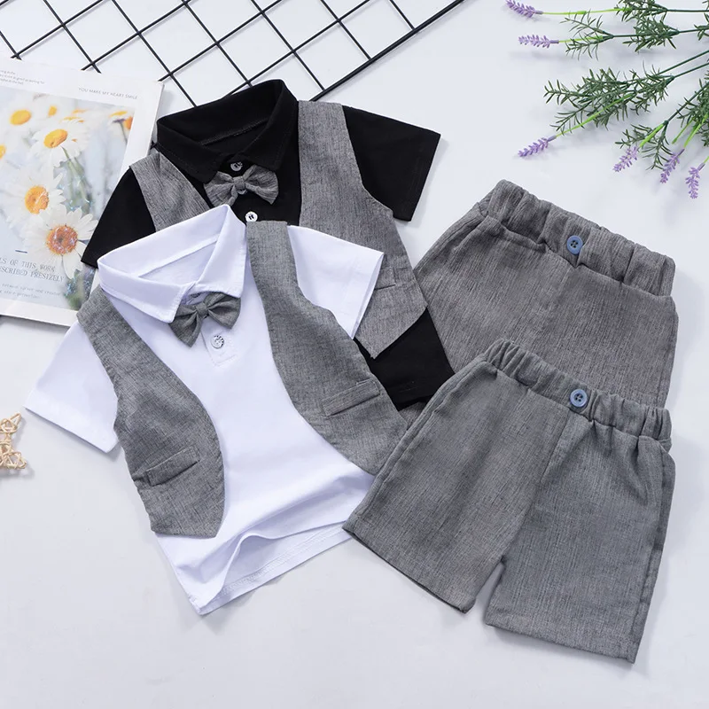 Summer New Baby Boy Clothes Sets T-shirt Shirt + Shorts Suit Casual Boys Clothing 1-5 Years