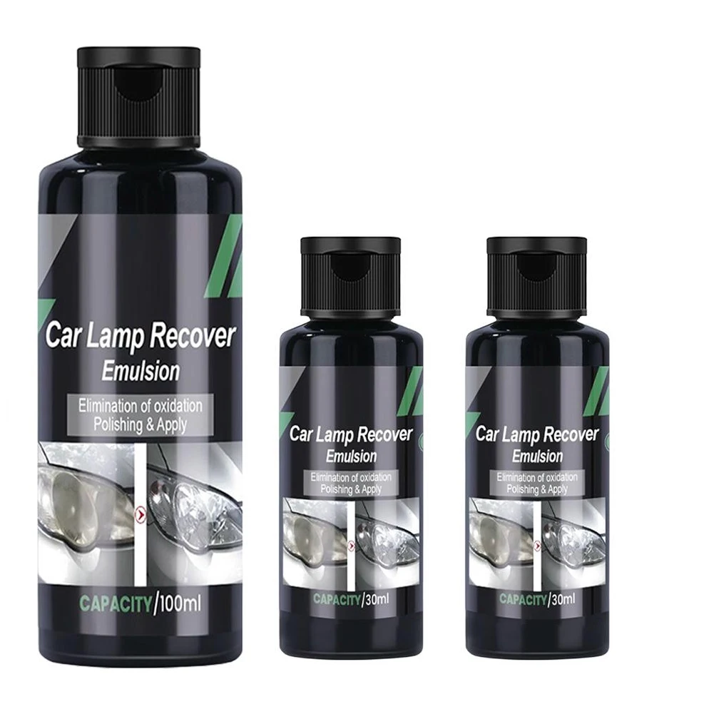 1/3PCS Car Headlight Restoration Kit, 100ml + 30ml Refill Headlight Cleaner, Headlight Restoration Kit for All Vehicle Types