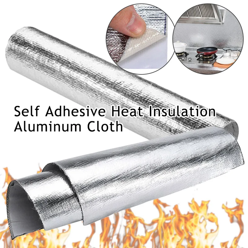 150x30cm Car Insulation Film Heat Protection Mat High Temperature Cloth Resistant Silver Fiberglass Aluminum Foil Film Auto Part