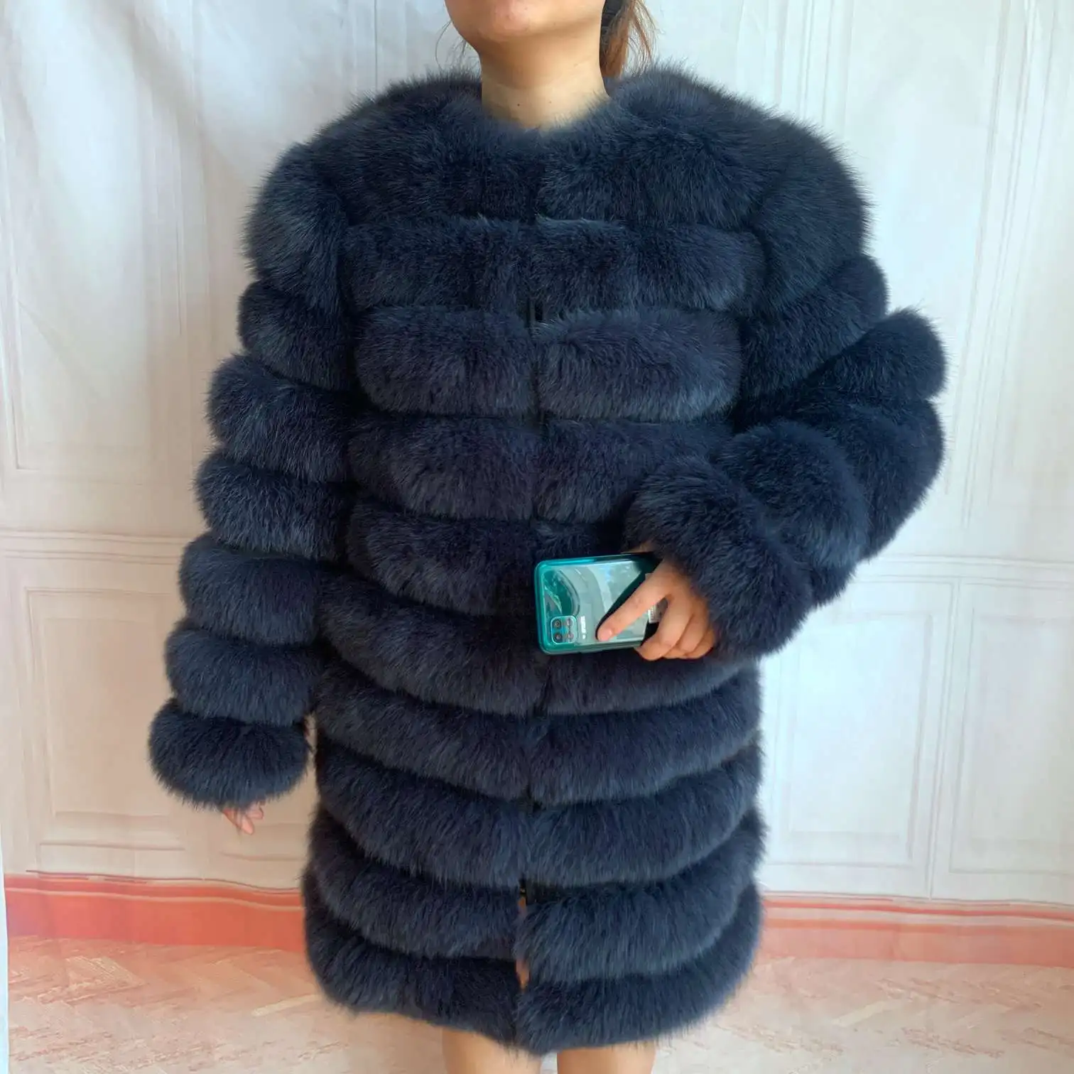 NEW 4in1 Real Fox Fur Long Coat Winter Coat for Women Jackets Vest Winter Outerwear Women Fox Fur Coat High Quality Fur Clothes