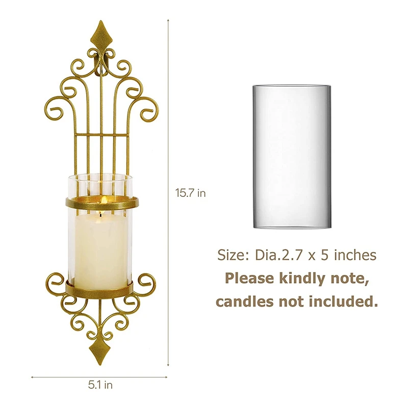 Wall Mounted Candle Holder Metal Crystal Glass Candlestick For Home Decoration Bar Party Christmas Living Room Decor New Arrival