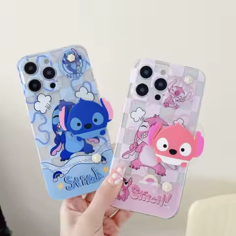Ins 3D Cartoon Stitch Phone Case With Holder Wristband For Tecno Camon 19 20 30 30C Pro Prime Premier