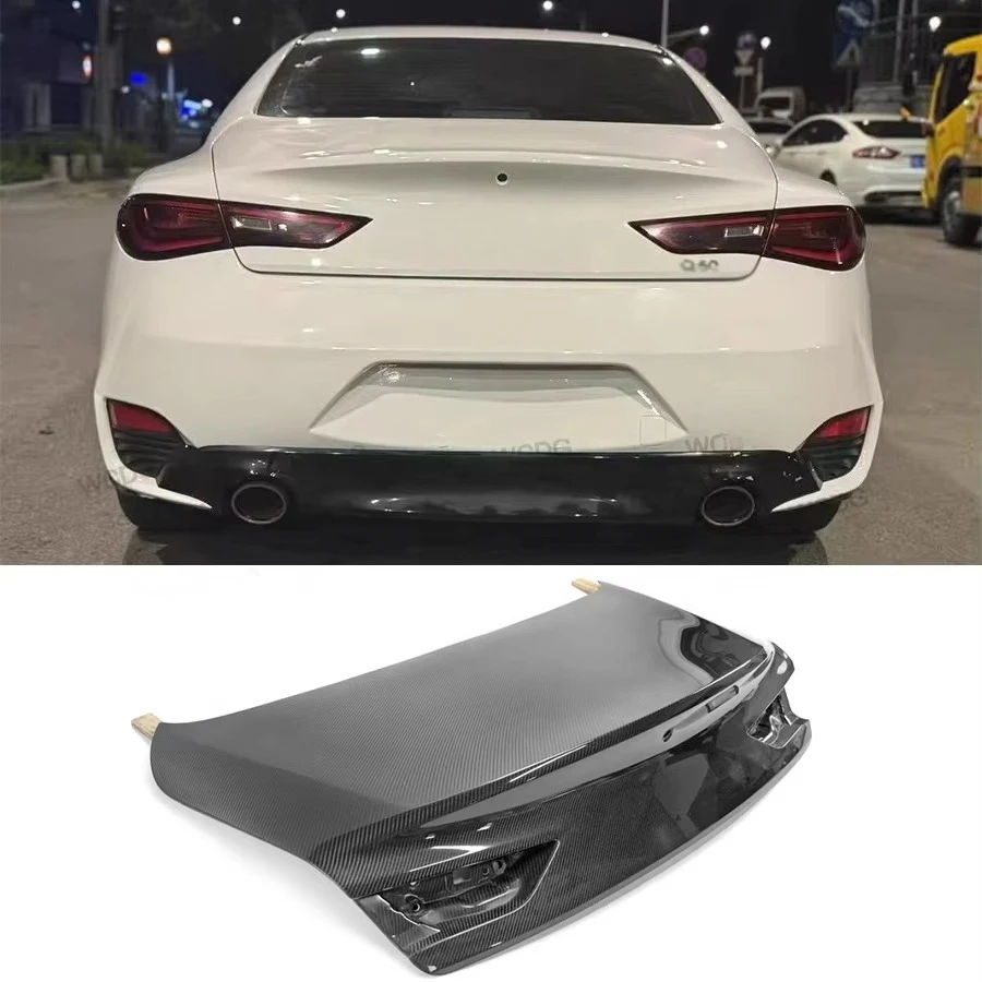 

ForInfiniti Q60 Q60S Coupe 2018+ OEM Style Carbon Fiber Rear Trunk Boot Lid Ducktail Cover Car Accessories Body Kit