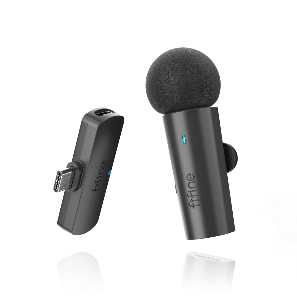  FIFINE Wireless Lavalier Recording Microphone,Type-C Mini MIC for Mobile Phone/Tablet/Laptop,Live Streams/Vlog/Interview-M6 