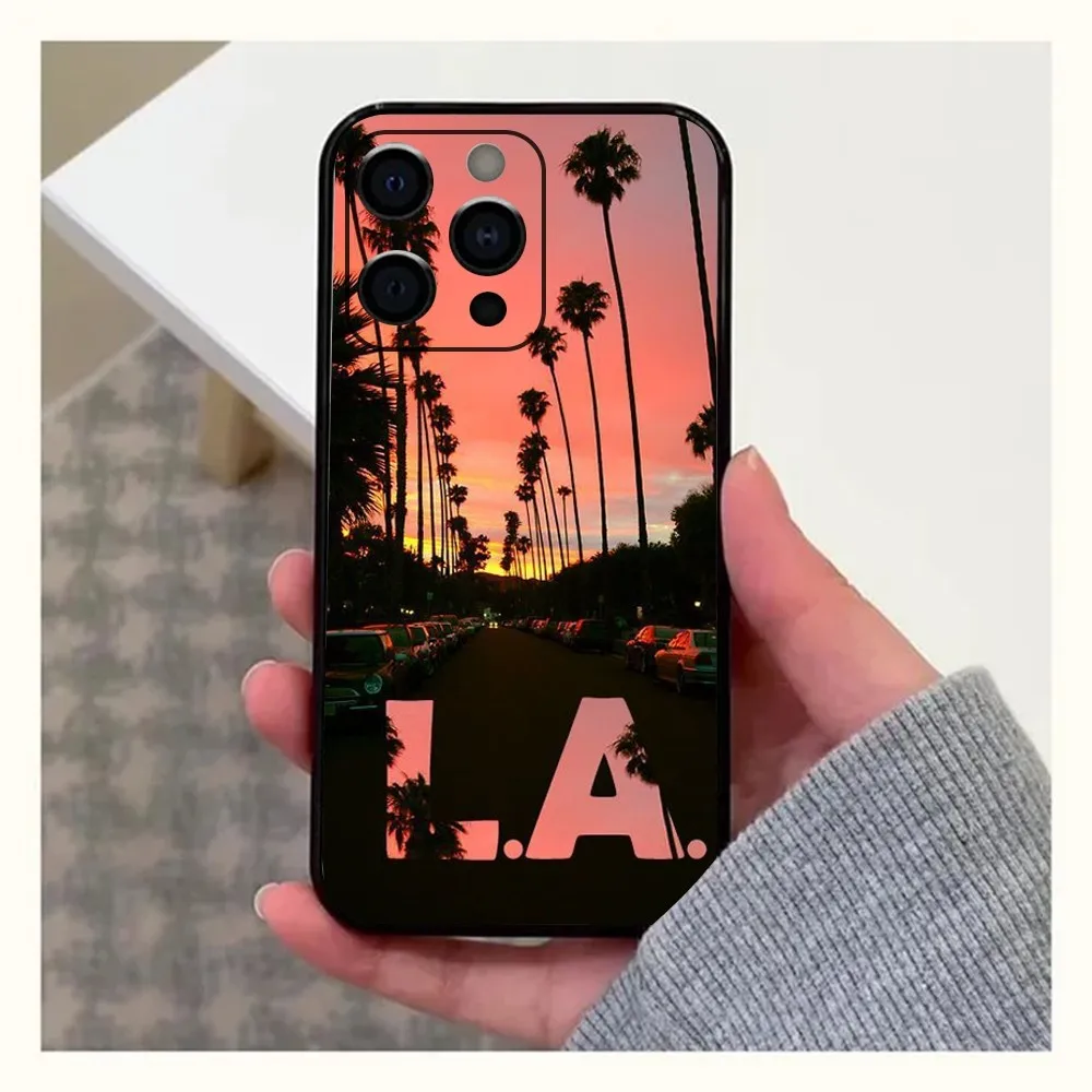 Travel Los Angeles California Phone Case For Apple iPhone 15,14,13,12,11,Pro,X,XS,Max,XR,Plus,Mini Soft Black Cover