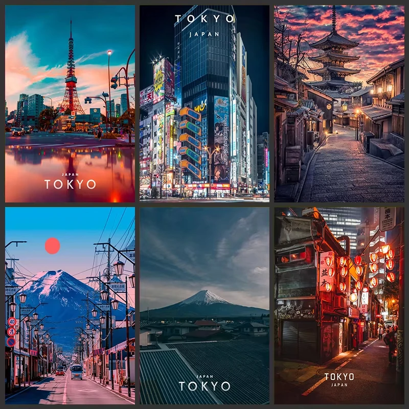 Póster Vintage de Japón, Tokio, Japón, pintura en lienzo, póster e impresión, arte de pared, imagen para sala de estar, decoración del hogar, Cuadros