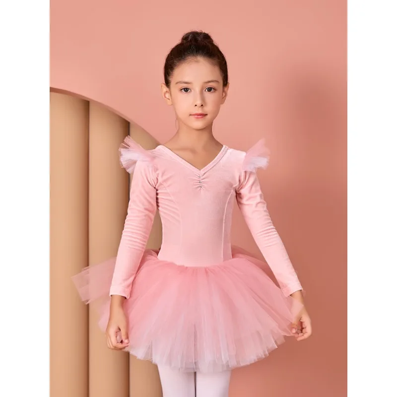 

Girls Velvet Ballet Leotard Long Sleeve Dance Outfit Winter Performance Costume Leotard Gymnastics Girl Ballet Woman Leotards