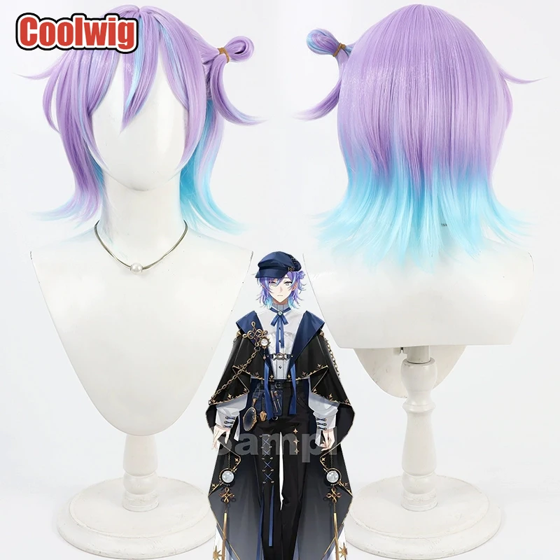 

Coolwig Synthetic Hair Hoshirube Sho Cosplay Wigs Virtual YouTuber Hoshirube Sho 35cm Short Purple Mixed Blue Wig Heat Resistant