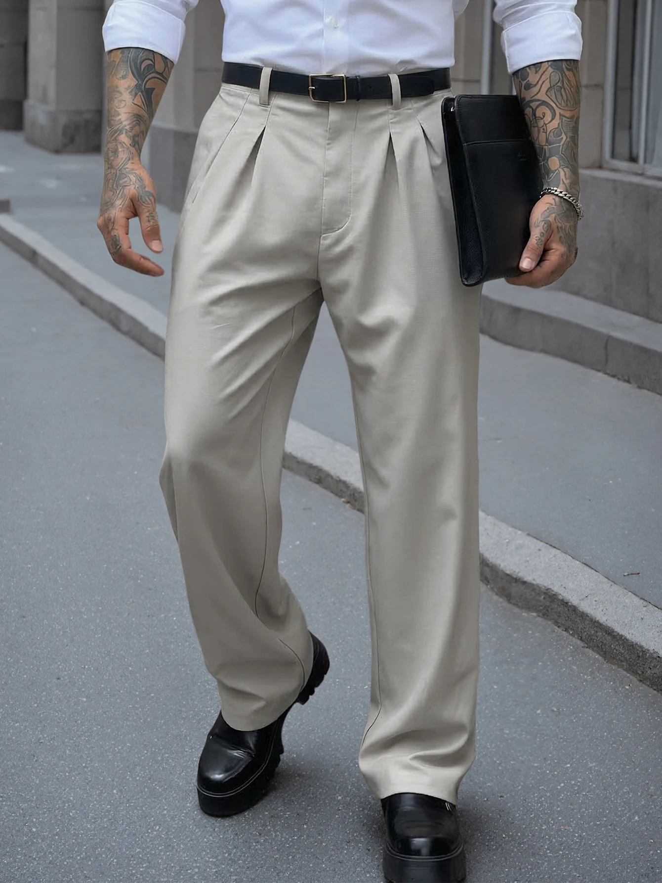 

Men's Straight Leg Casual Trousers, Retro British Style Versatile Pants,Boyfriend Gifts,Valentine's Day Men,White Men Pants，Offi