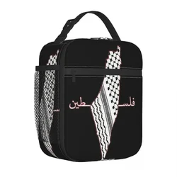 Keffiyeh Palestine Map Insulated Lunch Bags Cooler Bag Meal Container Palestinian Flag Lunch Box Tote for Men Women Office