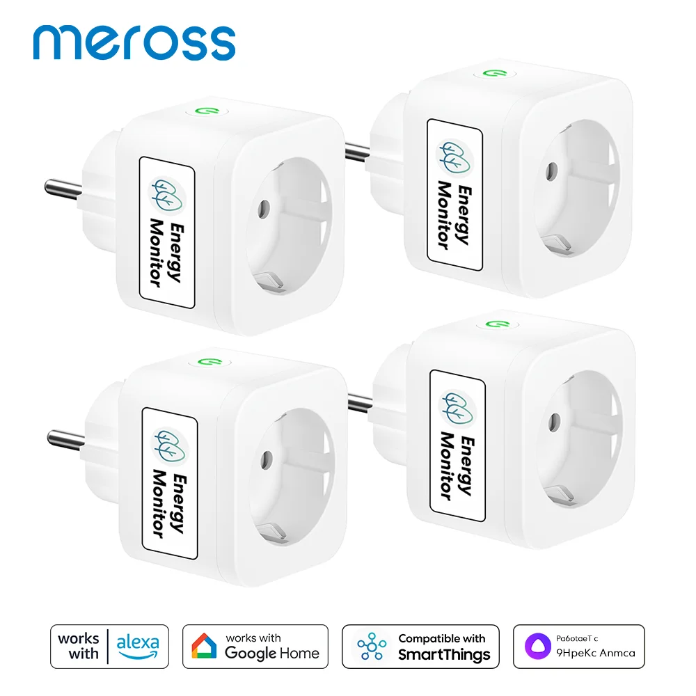 Meross 16A EU Smart Plug Wifi Smart Socket Power Outlet with Energy Monitoring Bluetooth Setup For Alexa Google SmartThings