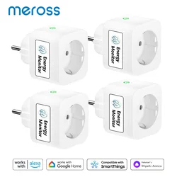 Meross 16A EU Smart Plug Wifi Smart Socket Stopcontact met energiemonitoring Bluetooth-installatie voor Alexa Google SmartThings