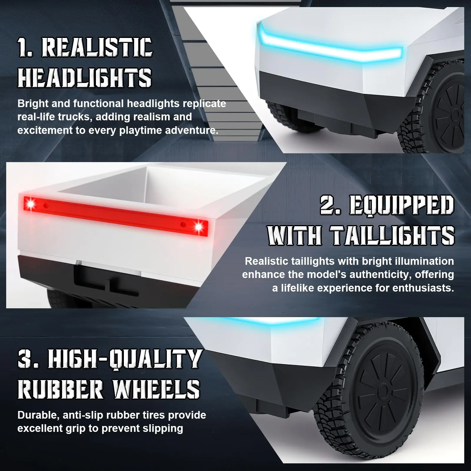 Four wheel drive off-road remote control truck toy 1:24 scale remote control car with LED light 27MHz wireless children's gift