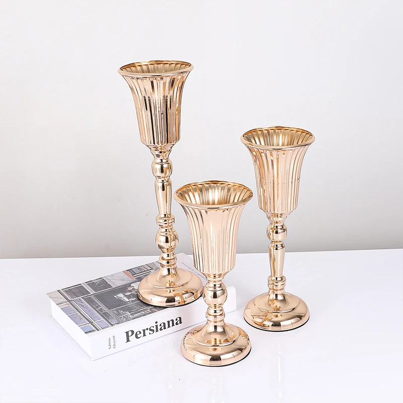 Metal Trumpet Vases Desktop Centerpieces Vase Wedding Centerpiece Flower Vase Flower Decor Rack Candle Holder Stand Party Decor