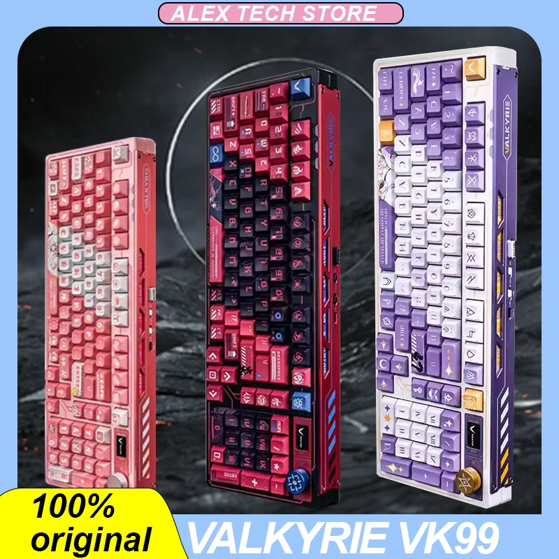 

Valkyrie Vk99 Wireless Keyboard 3 Mode 2.4g Usb Bluetooth Tft Color Screen Multifunctional Metal Knob Hot Swap Gaming Keyboard