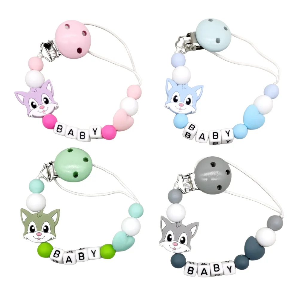 

Мультяшный зажим для детской соски, безопасная цепочка для прорезывания зубов, цепочка для соски с изображением животных