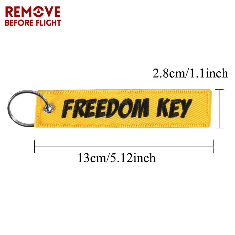 1 PC Freedom Key Chains Embroidery Keychain Ring for Aviation Gifts Motorcycles Key Fobs Key Ring