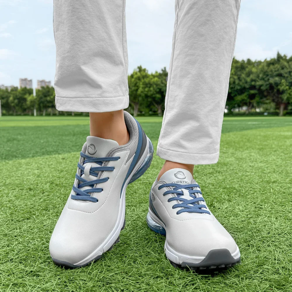 Zapatos de Golf de lujo con picos para hombre, zapatillas de Golf antideslizantes, calzado cómodo para golfistas al aire libre de talla grande