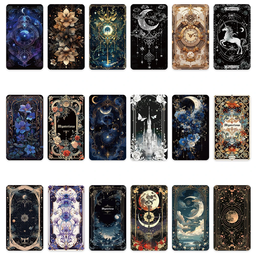 50pcs Cartoon Mysterious Fantasy World Aesthetic Flowers Moon Stickers Luggage Laptop Guitar Phone Waterproof Vinyl Car Decals