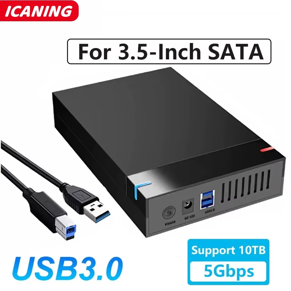 Caja de disco duro 2,5/3,5 pulgadas HDD USB3.0 SATA a USB 3,0 lector de disco duro externo compatible con adaptador de 10TB para PC portátil