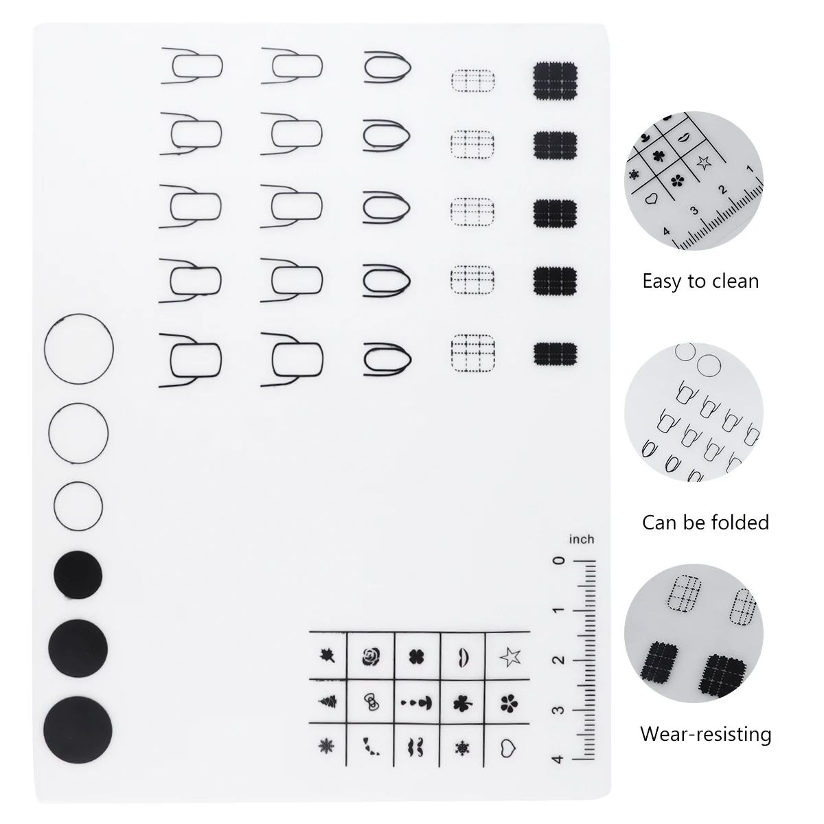 

Силиконовый коврик для ногтей, мягкая гибкая защита для маникюрного стола, лак для ногтей, тренировочная подушечка, наклейка для ногтей, направляющая пластина для штамповки