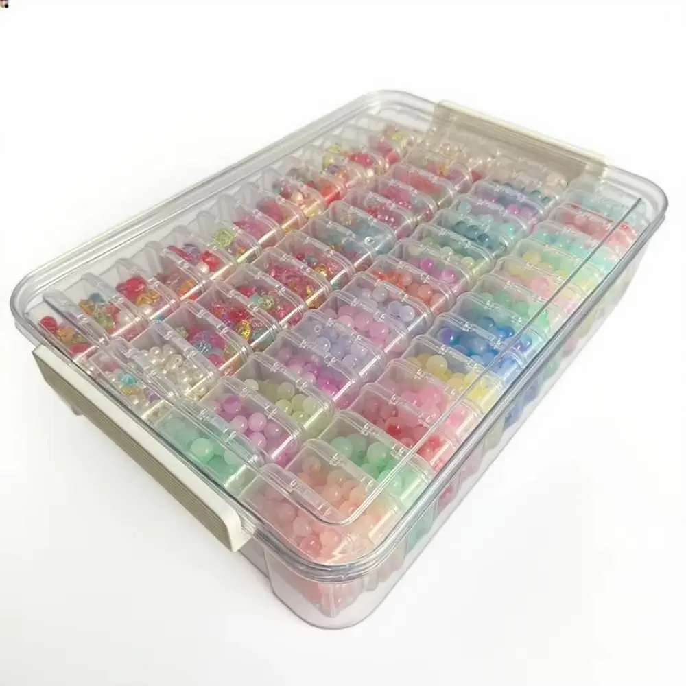 Large Capacity Fuse Beads Organizer with Cover Transparent Melting Beads Storage Case Multi-functional Space Saving