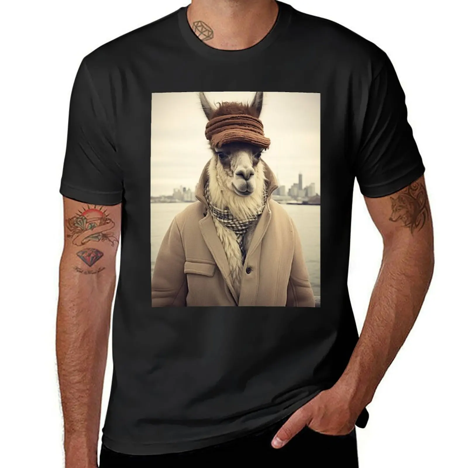 Funny Fashionable City Style Llama Cute Vintage T-Shirt heavyweights Blouse mens tall t shirts