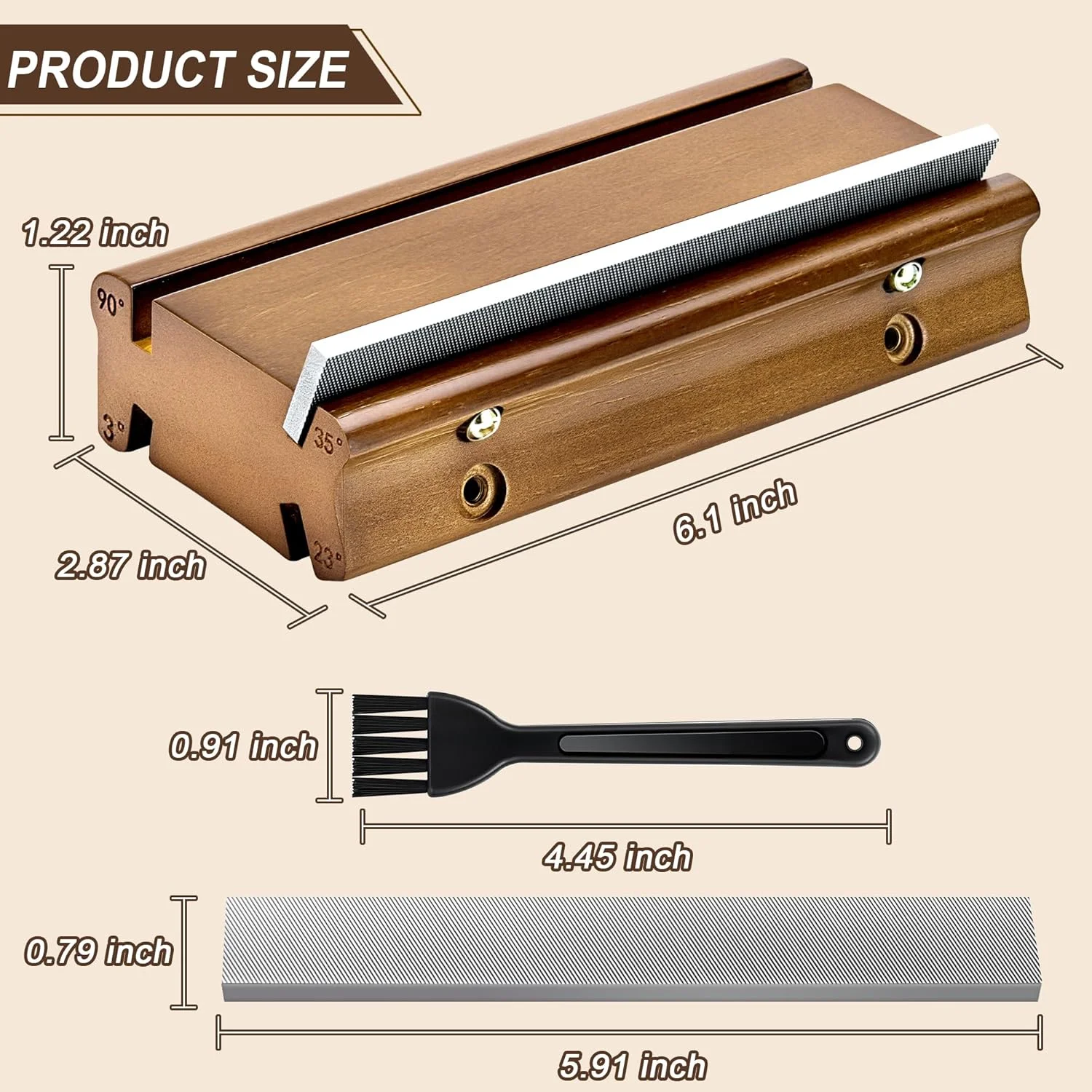 4-in-1 Bass & Guitar Fret File Tool – 3°, 23°, 35°, 90° Angles for Fret Dressing, Guitar Fret Tools for Beveling, Rounding, Debu view 5