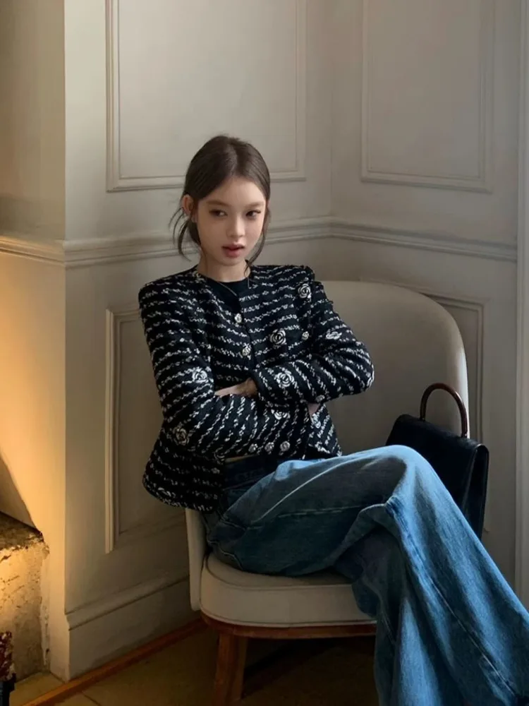 Giacche di tweed con piccola fragranza di lusso francese di alta qualità per le donne Moda casual Fried Street Cappotti corti Capispalla vintage