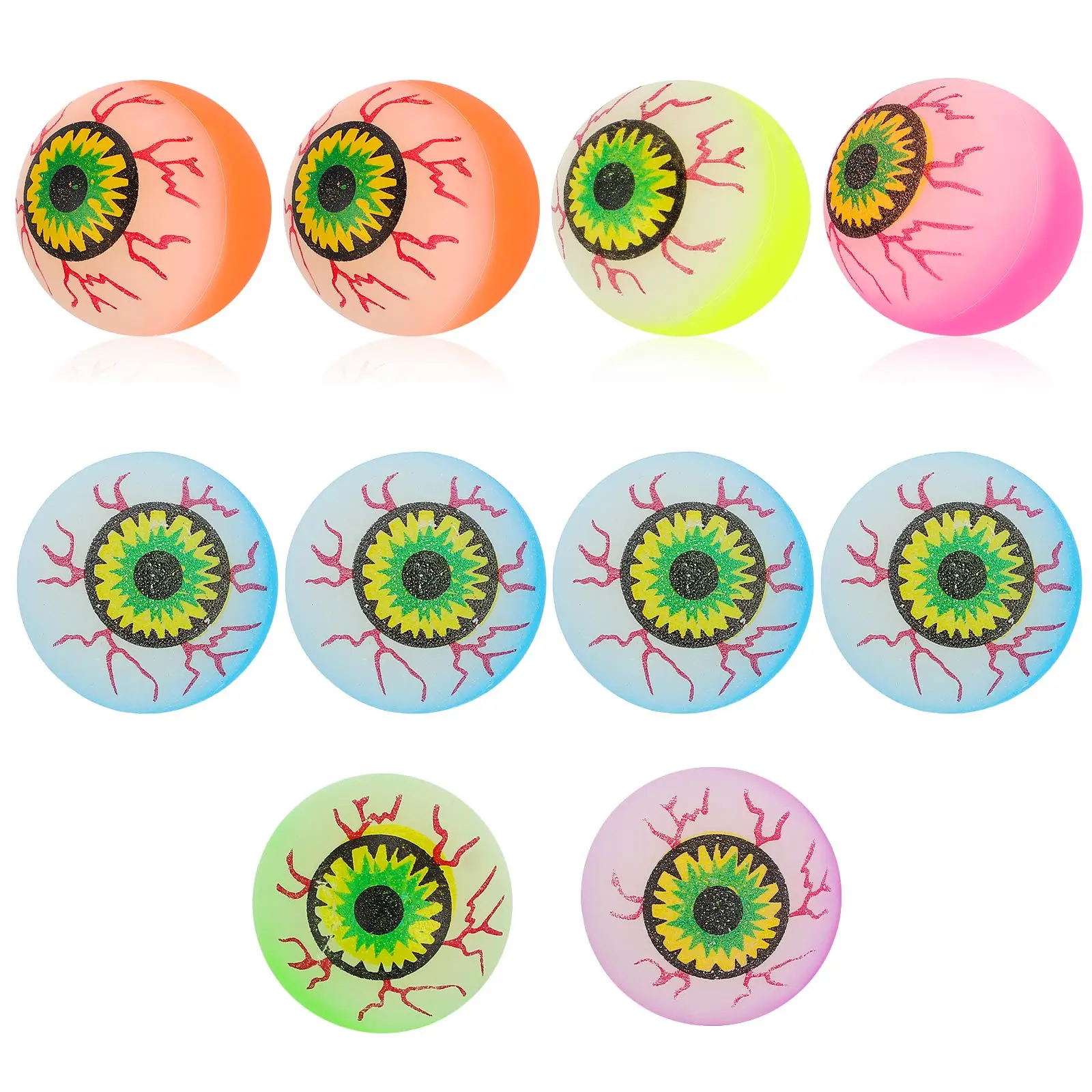 ลูกบอลตาเด้งดึ๋ง 10 ชิ้น คละแบบ ของเล่นปาร์ตี้ฮาโลวีนสำหรับเด็ก ของเล่นแกล้งคน ของขวัญแปลกใหม่ ลูกบอลกระโดดสยอง