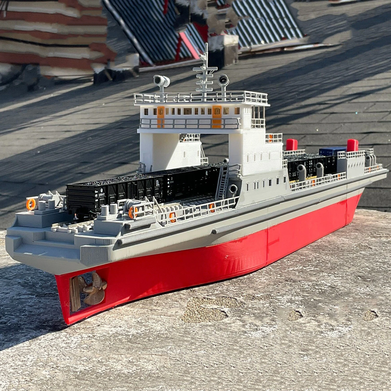 

67cm Wuhan Train Ferry Ship Assembly Model 3D Printed Forming Ships Static Model Ship Toy