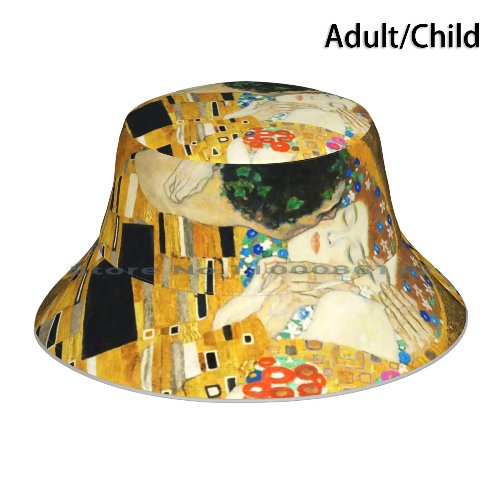 Gustav Klimt The Kiss Bucket Hat Sun Cap Gustav Klimt The Kiss Vintage Fine Art Klimt Der Kuss Symbolism Gold Leaf Viennese