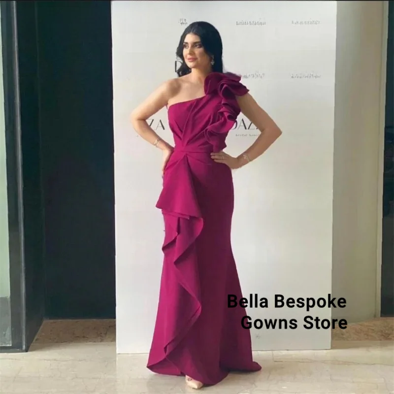 

One Shoulder Mermaid Evening Dress Edge Curl Taffeta Party Dress 2024 Elegant Purple Trumpet Formal Occasion Dresses