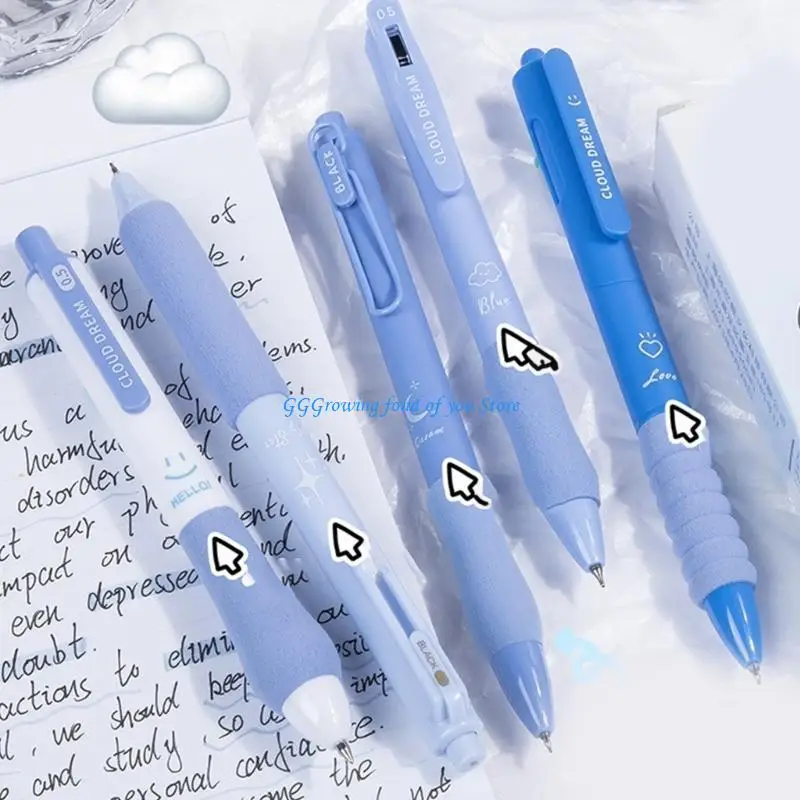 قلم جل بمقبض مريح H9EB مقاس 0.5 مم، قلم كتابة للطلاب للرسم للأولاد والبنات #4