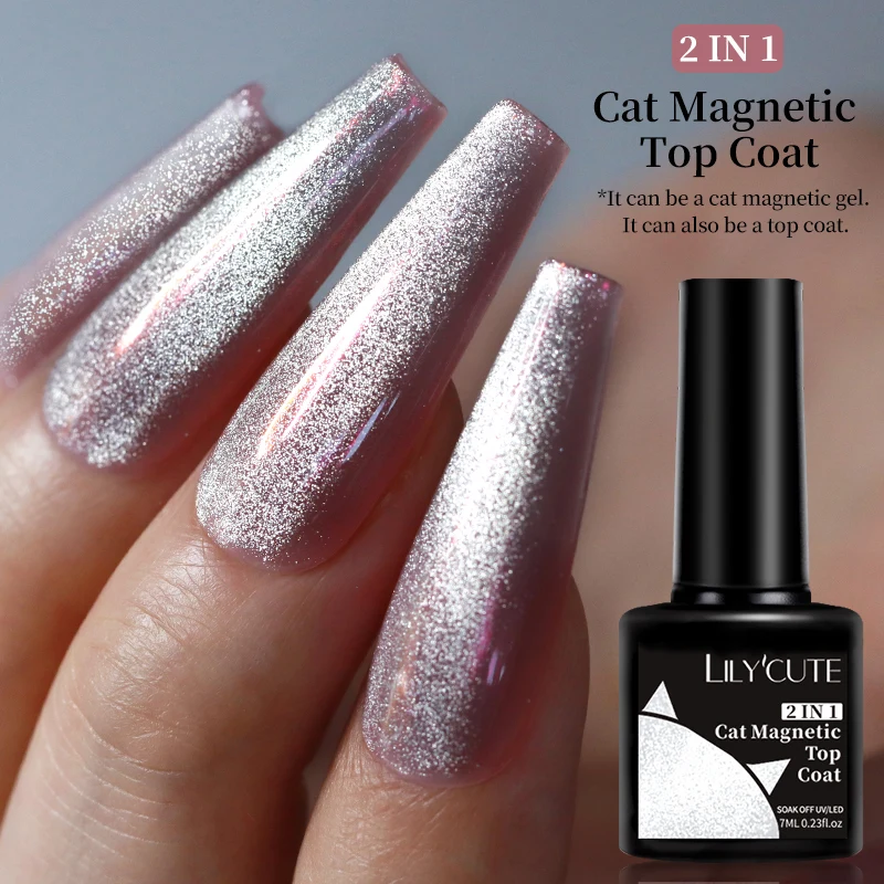 LILYCUTE 7ML Super Shine Cat Magnetische Top Coat Semi Permanente UV Nagelgel Fonkelende Zilveren Nail Art DIY Gebruikt met Elke Kleur Gel